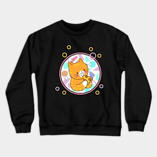 Cute Cat Eating Pizza Pizza Lover Cat Lover Crewneck Sweatshirt